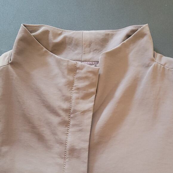 Eileen Fisher Jacket M Lgt Brown Snap Front Fully Lined Cotton Blend Minimalist - Picture 12 of 12